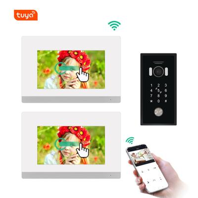 China Acrylics Front Panel Smart Tuya Wired IC Card Access Door Phone Video Intercom Doorbell with Mobile APP Control for sale