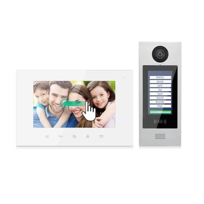 China Metal+acrylic 2wire bus system video intercom touch screen easy wiring video door phone with night vision for sale