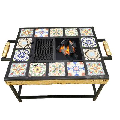 China Selling square slate table fire pit barbecue / easily assembled hot pit of table fire charcoal brazier for sale