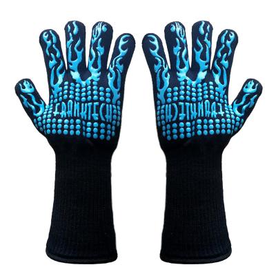 China GLOVEMAN Easily Cleaned Customized Aramid Barbecue Oven Glove Extreme Heat Resistant Grill BBQ Glove For Cooking Baking for sale