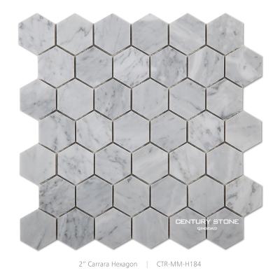 China White Carrara Marble Hexagon Mosaic1inch Parquet Century Design Italian Bianco Slab for sale