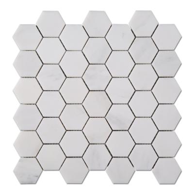 China Hexagon Chinese Statuary White Marble Mosaic Tile For House Decoration for sale