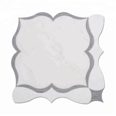 China Morden Parquet Bathroom Marble Designs Water Jet Mosaic Tile for sale