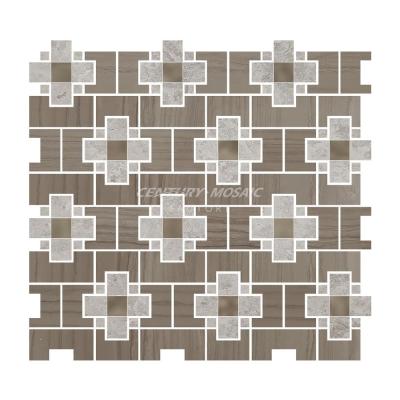 China Athens Gray Water Jet Mosaic Parquet Wood Light Grain Mixed Designs for sale