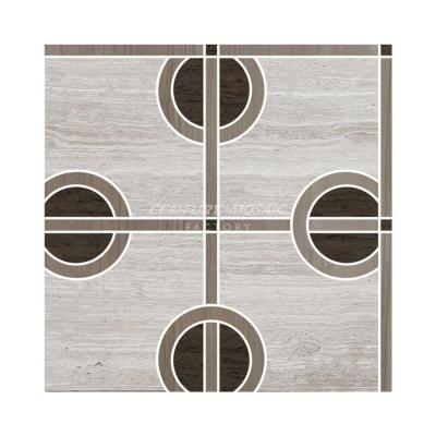 China Parquet Wood Light Grain Mixed Athens Gray Mixed Mediterranean Gray Water Jet Mosaic Designs for sale