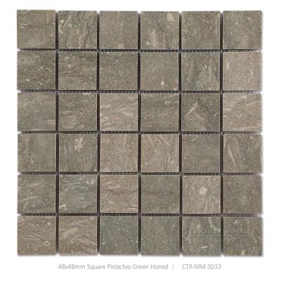 China Parquet 48x48 Mm Square Pistachio Green Honed Mosaic Marble Import From Turkey for sale