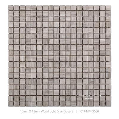 China Parquet Square Light Wood Grain Marble Mosaic For Kitchen Wall And Floor for sale