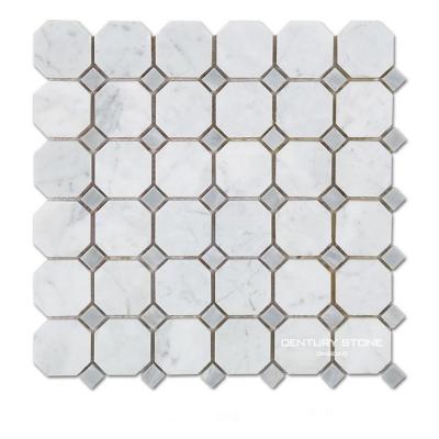 China Parquet Carrara Marble Mosaic Slab Decorative Octagon Shaped Square Pattern for sale