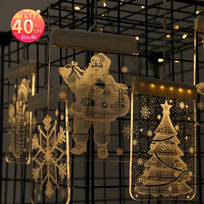 China Crystal Card Crystal Acrylic 3D Lights Decorative New Year Christmas Fairy LED String Lights for sale