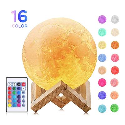 China With Kids Wooden Gift Christmas Stand Rechargeable Balloon Shape 3d Moon Night Light With Wooden Stand for sale