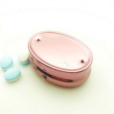 China Promotion Oval Mini Travel Pill Box Metal Shape Souvenir Gift 53*38*15mm for sale