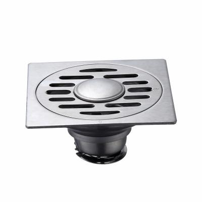 China Strainer Square 100*100mm Stainless Steel Bathroom Shower Floor Drain With Cover For Gasket for sale