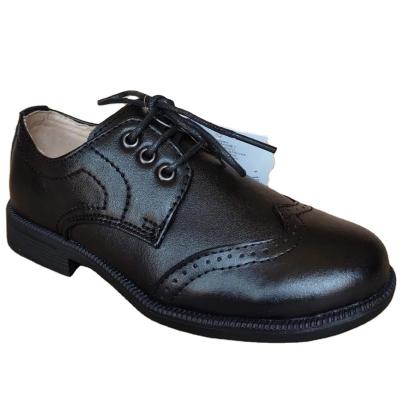 China Fashion Trend 2021New Boy's Student Breathable Black School Leather Lace Up Shoes for sale