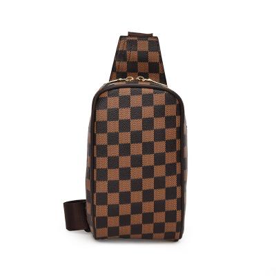 China Fashion PU Cross Bag Vintage Checkered Leather Leather Waist Bag Luxury Designer Material Friendly Catalog Bags Famous Brand Storage Bag for sale