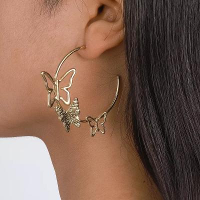 China New arrival butterfly friendly material earrings alloy circle earrings women fashion accessories cuff earrings fashionable fine jewelry for sale