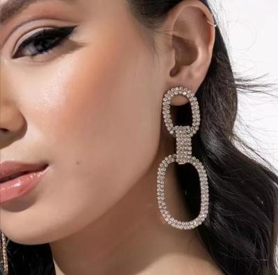 China Full Rhinestone Crystal Jewelry Girl's Shining Circle Big Earring Classic Luxury Sexy Material Friendly Round Circle Earrings Women for sale