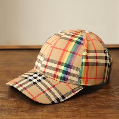 China Famous designer brand sports hat JOINT plaid Baseball Cap Beige rainbow striped peaked hats adjustable for sale