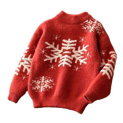 China Factory Custom Wholesale Kids Pullover Kids Sweaters Mink Fleece O-Neck Anti-Shrink Knit Soft Girls Sweater for sale