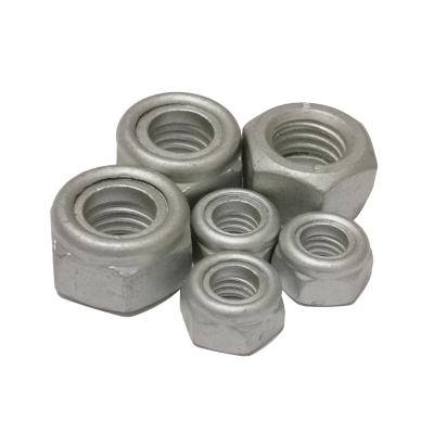 China General DIN985 Industry Insert Lock Nuts Carbon Steel Dacromet M15 Nylon Mechanical Galvanized Nuts for sale