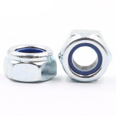 China Blue White Nylon Insert Lock Nuts Heavy Industry Zinc Nylon Nut for sale