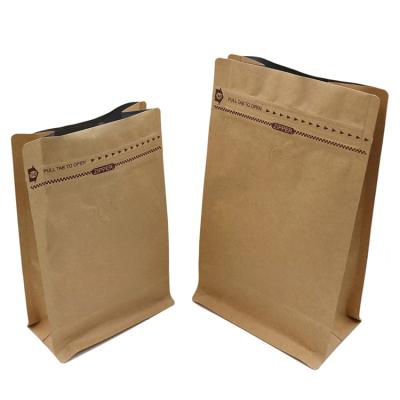 China Eco Friendly Recyclable High Quality Side Gusset Foil Lined Biodegradable Kraft Paper Coffee Packaging Bag With Valve for sale