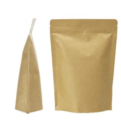 China Matte Tea Coffee Bean Snack Candy Dried Fruit Recyclable Biodegradable Nuts Packaging Bag Kraft Paper Windowless Pouch for sale