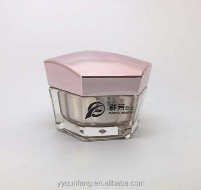 China High Quality Empty Hexagonal Acrylic Container 30g 50g Skin Care Cream Body Butter for sale