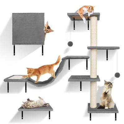 China Climbing Cat Climb Track Pet Furniture Multifunctional Cat Toy Modern Wall Mounted Shelves grey for sale