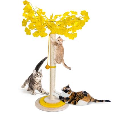 China SISAL HIGH QUALITY CAT TOY CAT SCRATCH COLUMN EASY TO INSTALL SIMULATED PLANTS YELLOW for sale