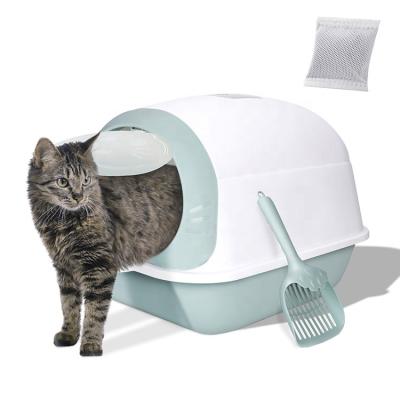 China Cats Plastic Easy Clean Cat Litter Box With Shovel Fully Enclosed Large Cat Litter Toilet Compact Litter Tray Box for Cats for sale