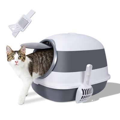 China Cats Plastic Easy Clean Cat Litter Box With Shovel Fully Enclosed Large Cat Litter Toilet Compact Litter Tray Box for Cats for sale