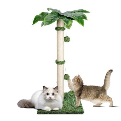 China SISAL HIGH QUALITY CAT TOY CAT SCRATCH COLUMN EASY TO INSTALL SIMULATED PLANTS SQUARE BASE for sale