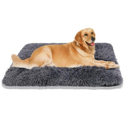 China Sustainable Soft Luxury Plush Ultra Comfortable Dog Pet Bed Cushion XXL dark grey for sale