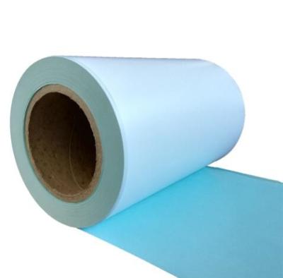 中国 HM2033L Model Thermal Paper Adhesive Label Material Eco Thermal Hotmelt Glue Blue Glassine Liner 販売のため