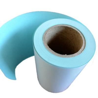 中国 HM2233L Top Thermal Paper Adhesive Label Material Top Thermal Hotmelt Glue Blue Glassine Liner 販売のため