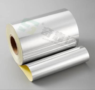 中国 Bright Silver Mentalized PP Film Adhesive Labelstock Label Material in Roll WG4633 販売のため