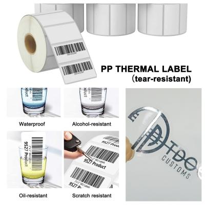 China Matte PP-thermische etiketten Sticker Matte synthetische papieren etiketten waterdicht verscheurbestendig Te koop