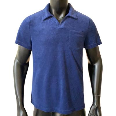 China New EL Snap Collar Men's Polo Shirt Men's T Shirt Short Sleeve Casual Solid Color for sale