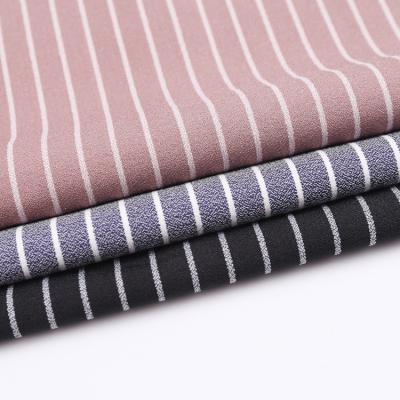 China Double Faced Woven Polyester Spandex Crepe Striped Garments Fabric for sale