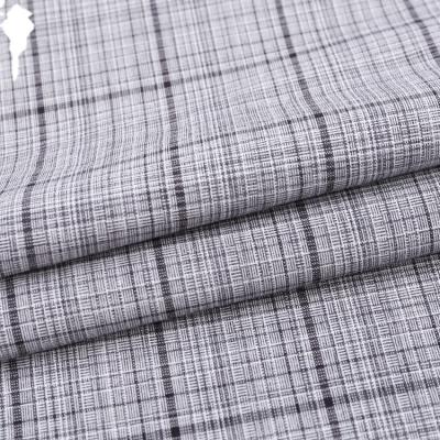 China Double Faced Wholesale Polyester 100 Spandex Cationic Rectangle Checked Dress Textile Fabric for sale