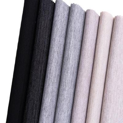 China Double faced woven polyester 4 way spandex viscous fabric with thin tape mellange effect fabric for sale