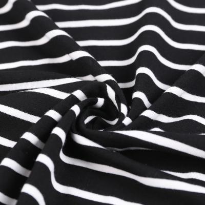 China Stretch Yarn Dyed Stripe Single Jersey Spandex Knitted Polyester Viscous Fabric for sale