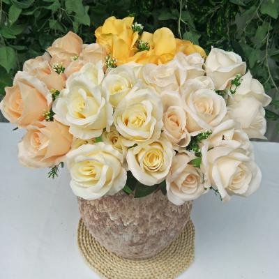 China Party Wedding Home Decoration Ready to Ship 12 Branch Decoration Simulation Ornaments Wedding Home Photography Props Artificial Flower Roses Bouquet for sale