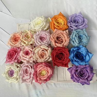 China Wholesale Bulk Popular Wedding Home Decoration 14cm Party Silk Rose Head Handmade Silk Flower Heads Real Look Wedding Artificial Flower Wall Decoration for sale