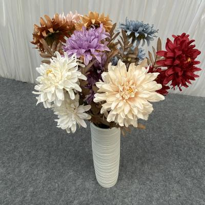 China Artificial Flowers Series Three Branch Fake Persian Silk Cosmos Chrysanthemum Chrysanthemum Coreopsis Chrysanthemum Persian Flower For Wedding Home Decor for sale