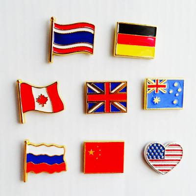 China Wholesale Custom Fabric Decoration Party Wedding National Flag Pin Brooches Metal Brooch Dangle America Russia Britain Canada Australia Thailand Brooch for sale