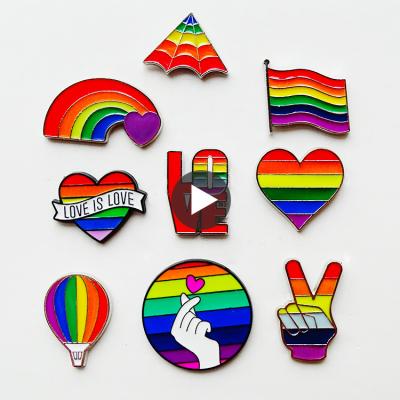 China Cloth Decoration Party Wedding LGBT Pride Day Party Gay Love Is Gay Pin Love Couple Brooch Clothing Cartoon Collar Pin Rainbow Flag Brooch Pin Jacket Pin Love for sale