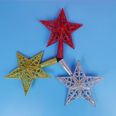 China Christmast Ornament Maker Christmas Tree Hanging Ornaments Five-pointed Star Christmas Ornament Red Gold Silver Decoration Topper for sale