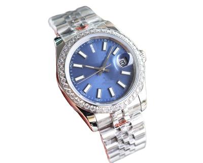 China Luxury Mechanical Replica Sapphire Glass Watches 904L Stainless Steel Top Brand RLX Watch Diamond Blue Dial Men Power Reserve Watch for sale