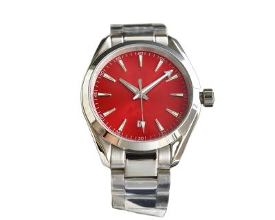 China Power Reserve Luxury Reproduction OmegaINGLY Automatic Multifunctional Watch Business Shape Stainless Steel And Leather Strap Red Dial for sale